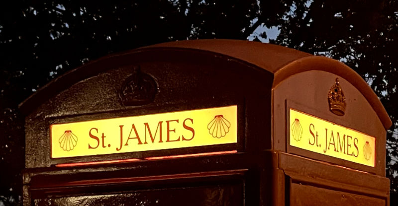 Phone Box Lit up at Night